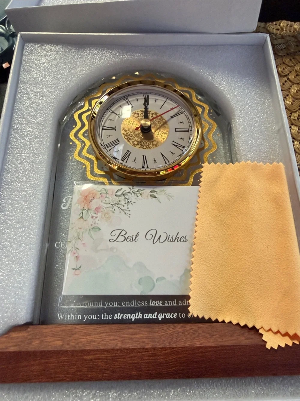 Gold Accent 90th Birthday Glass Clock Plaque